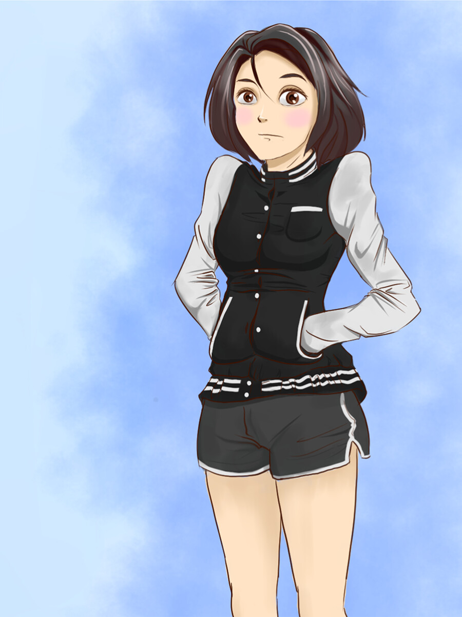 ArtStation Girl in Varsity Jacket XD