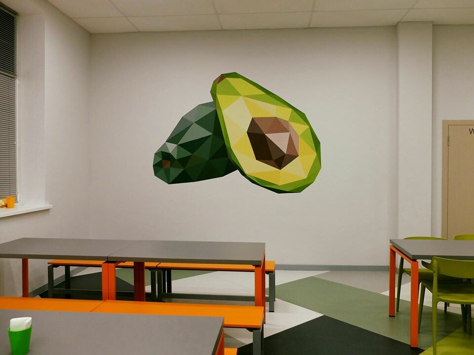 Artstation Avocado Wall Painting In The Kindergarten Dining