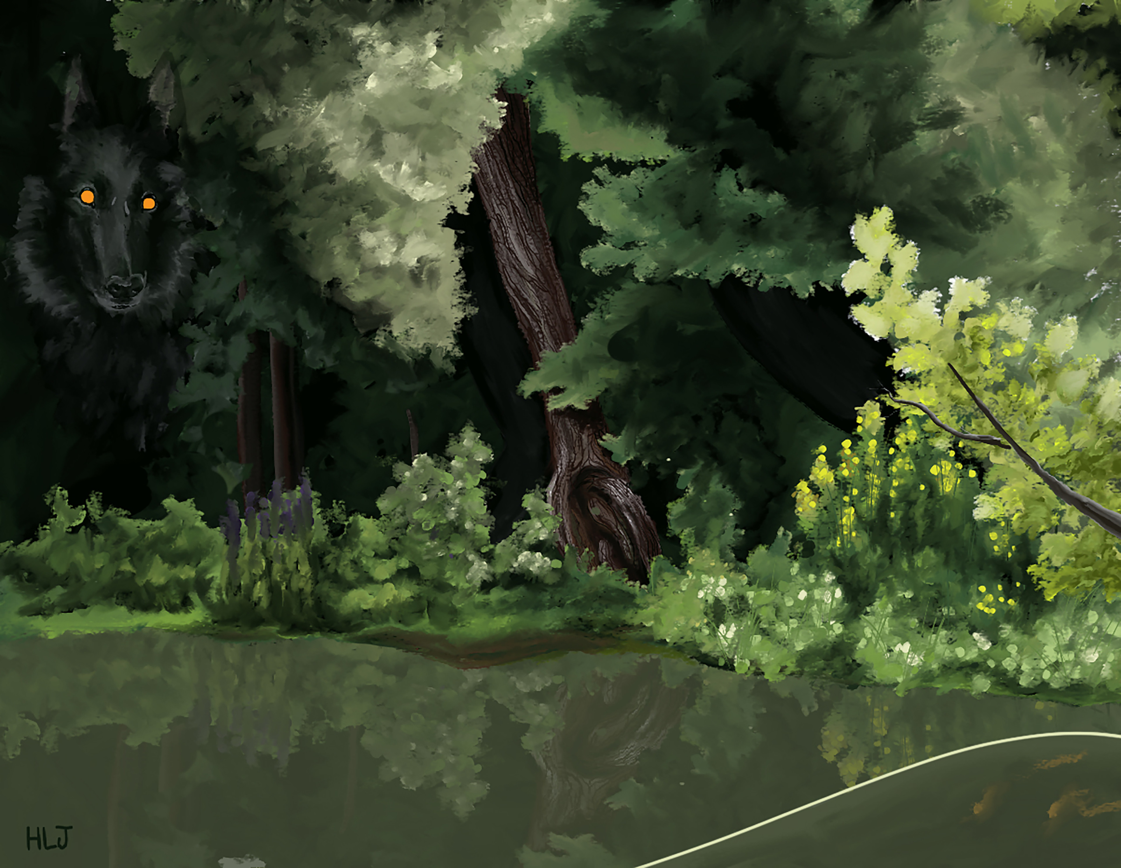 The woods and the river that winds through them and the eyes that see you.