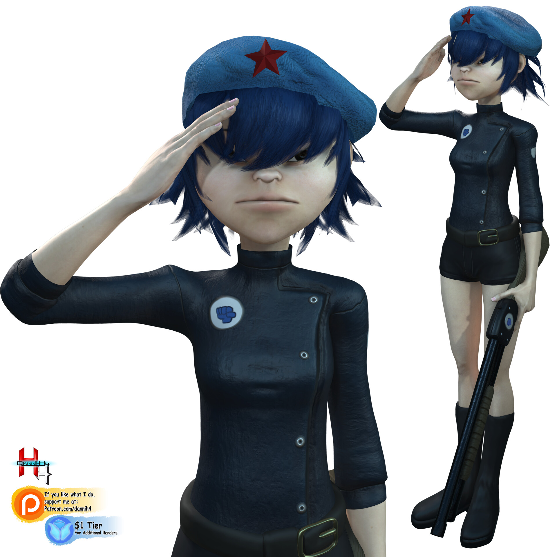 Working on Cyborg Noodle from Gorillaz. 
