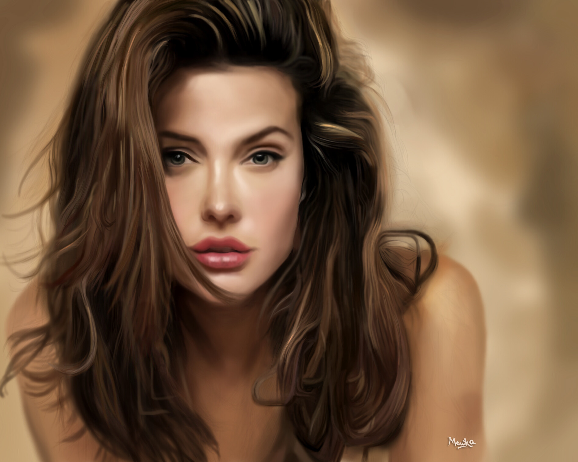 ArtStation - Digital Painting of Angelina Jolie