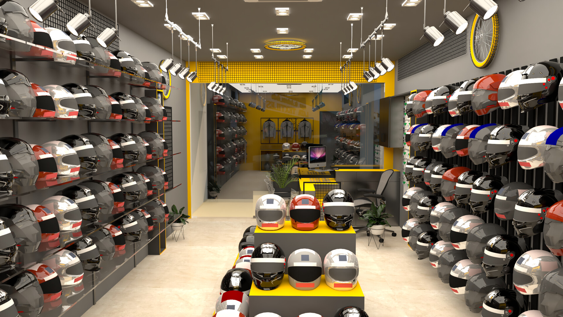 Helmet outlet shop design