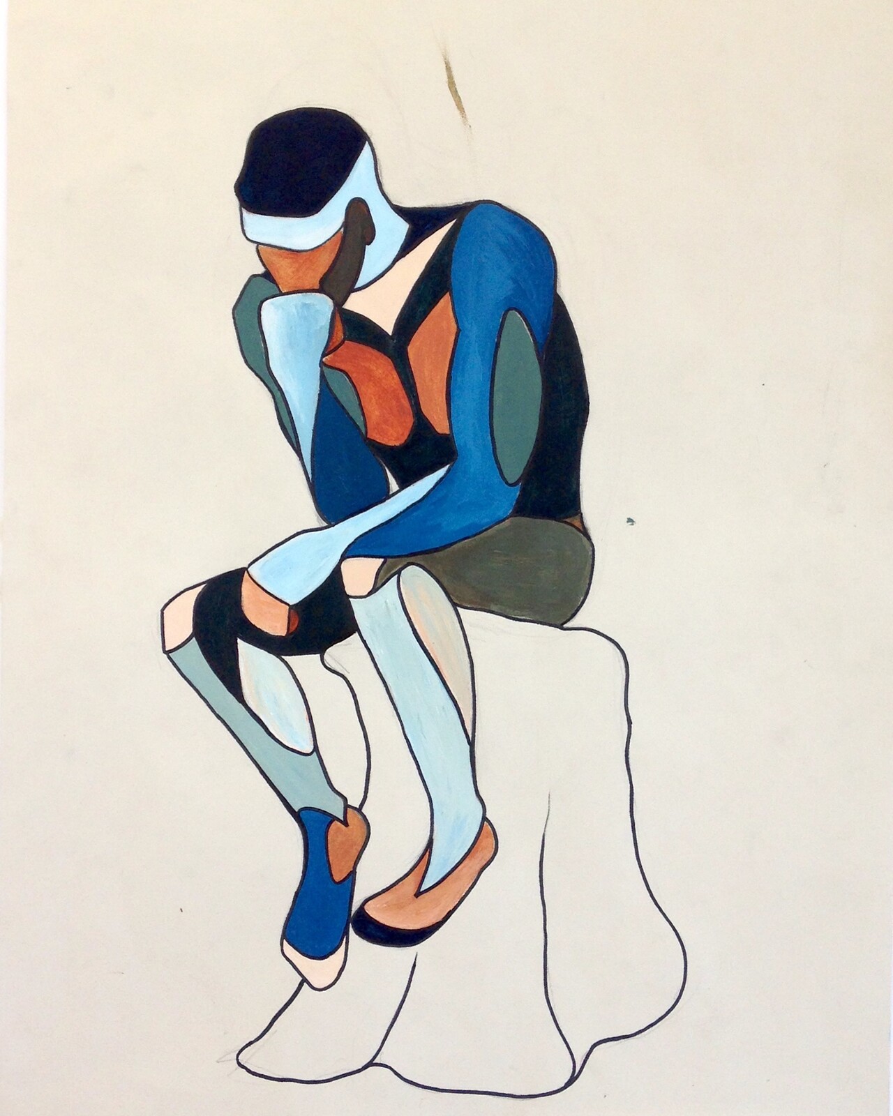 Painting of Rodin's The Thinker. May 2016