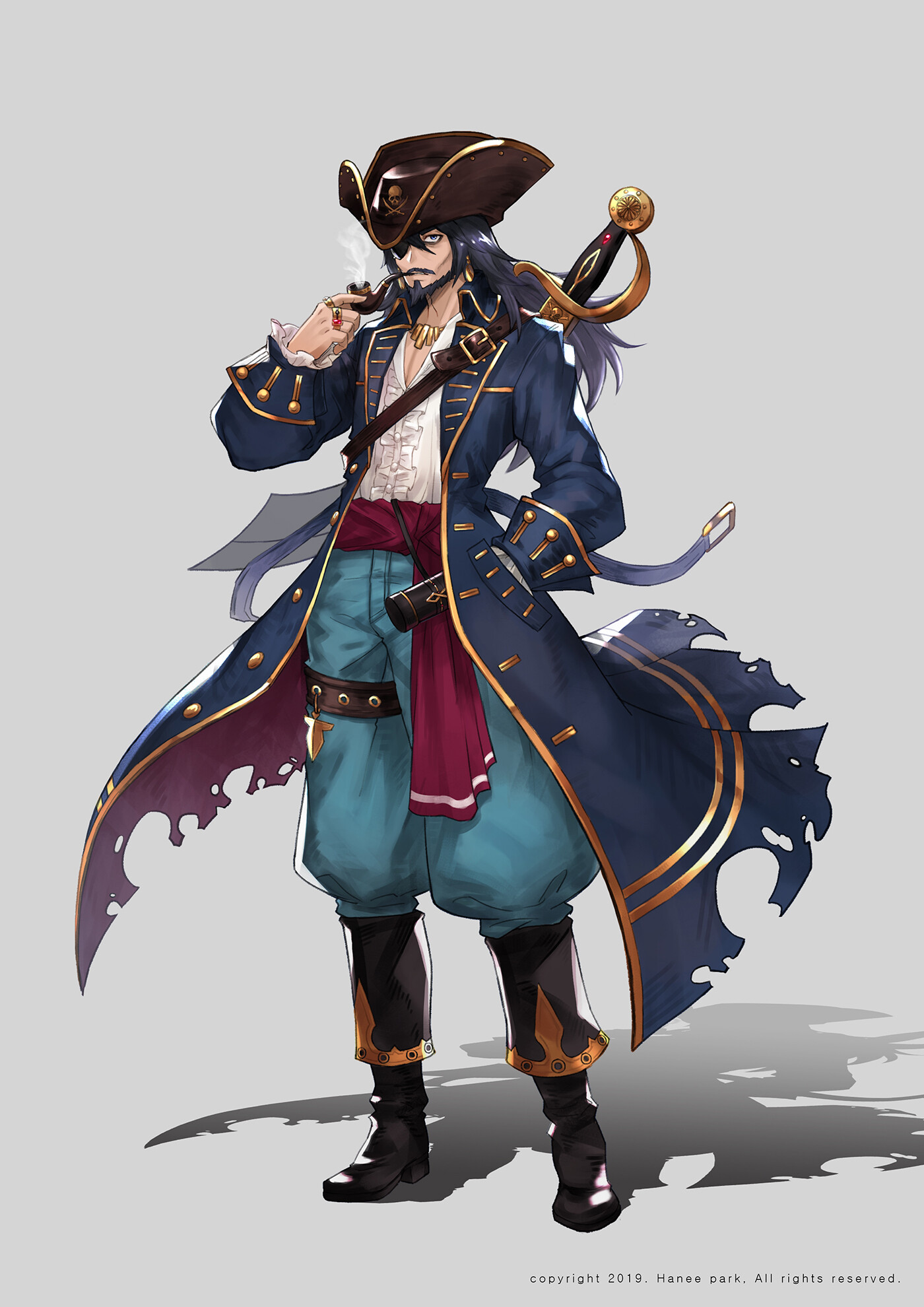 Premium Vector | Anime character with pirate robe pose