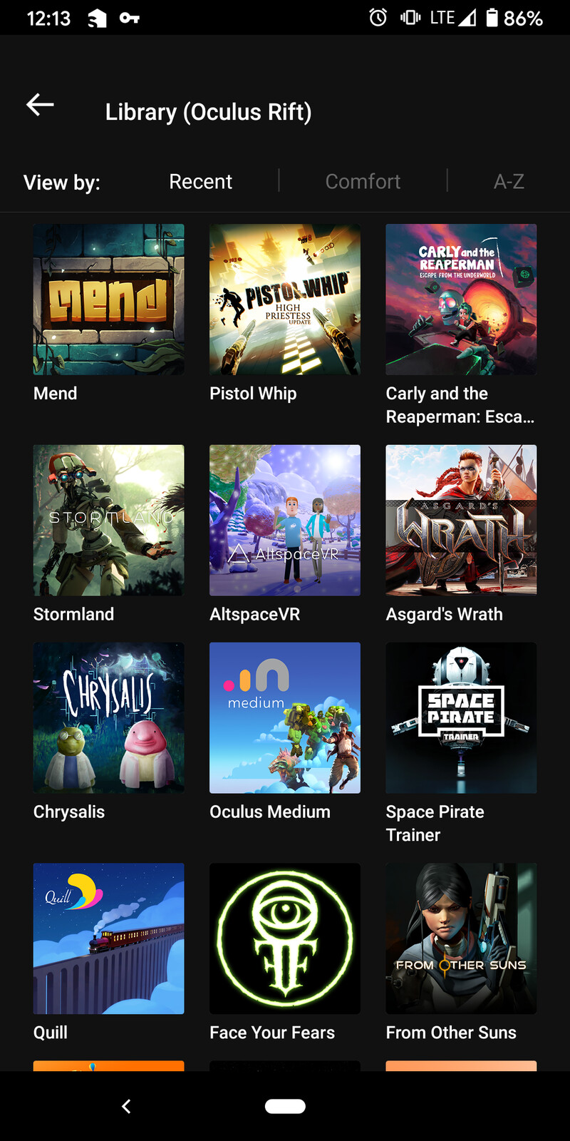 Example of it sitting among other Oculus game icons.