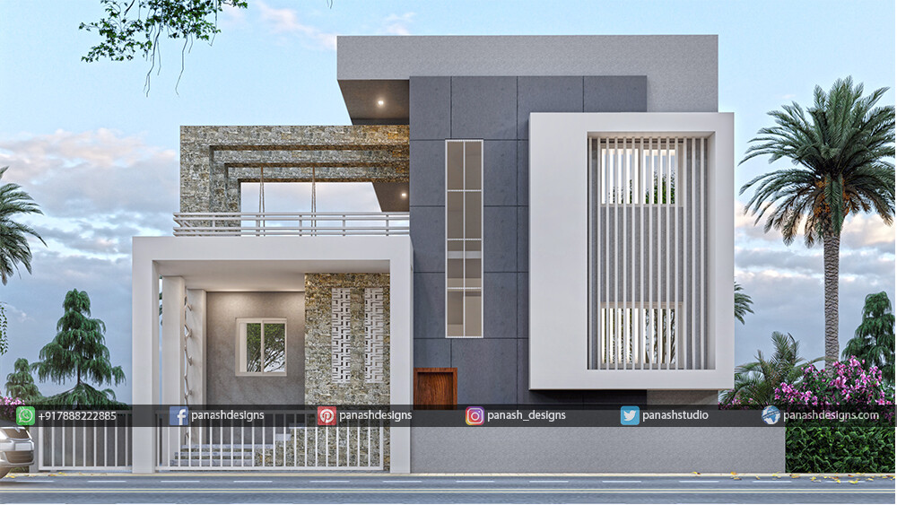 Artstation Bungalow Elevation Panash Designs