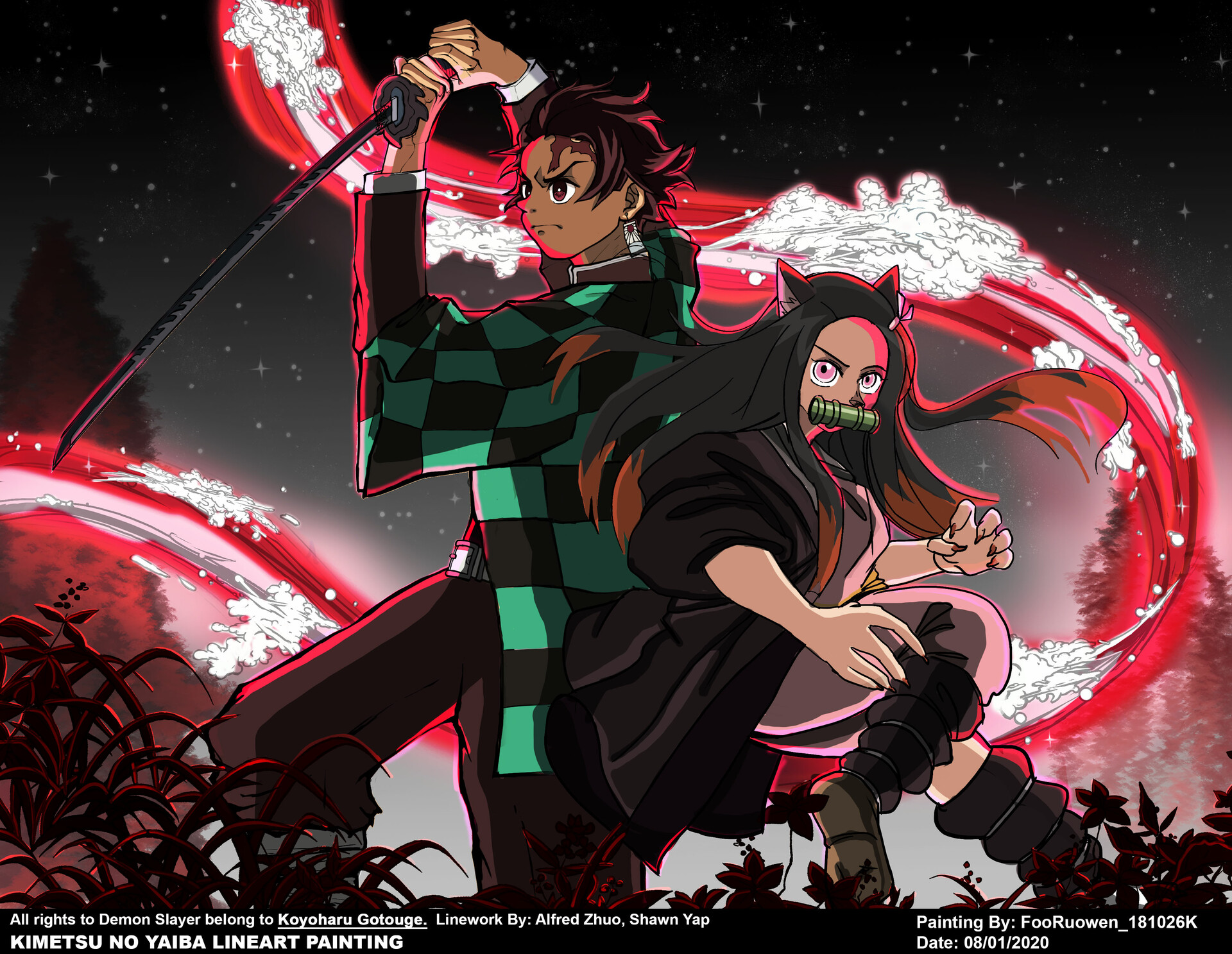 Artstation Demon Slayer Kimetsu No Yaiba Painting Year 1 Sem 2 Ruowen Foo