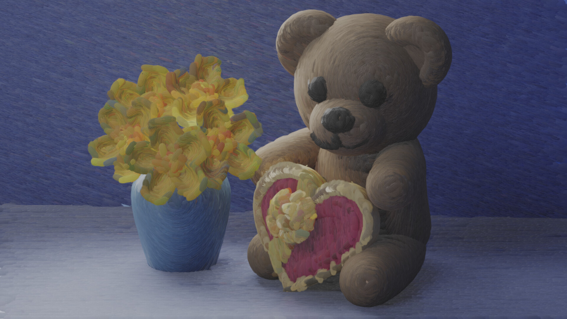 Artstation Teddy Bear Painting Dustin Fischer