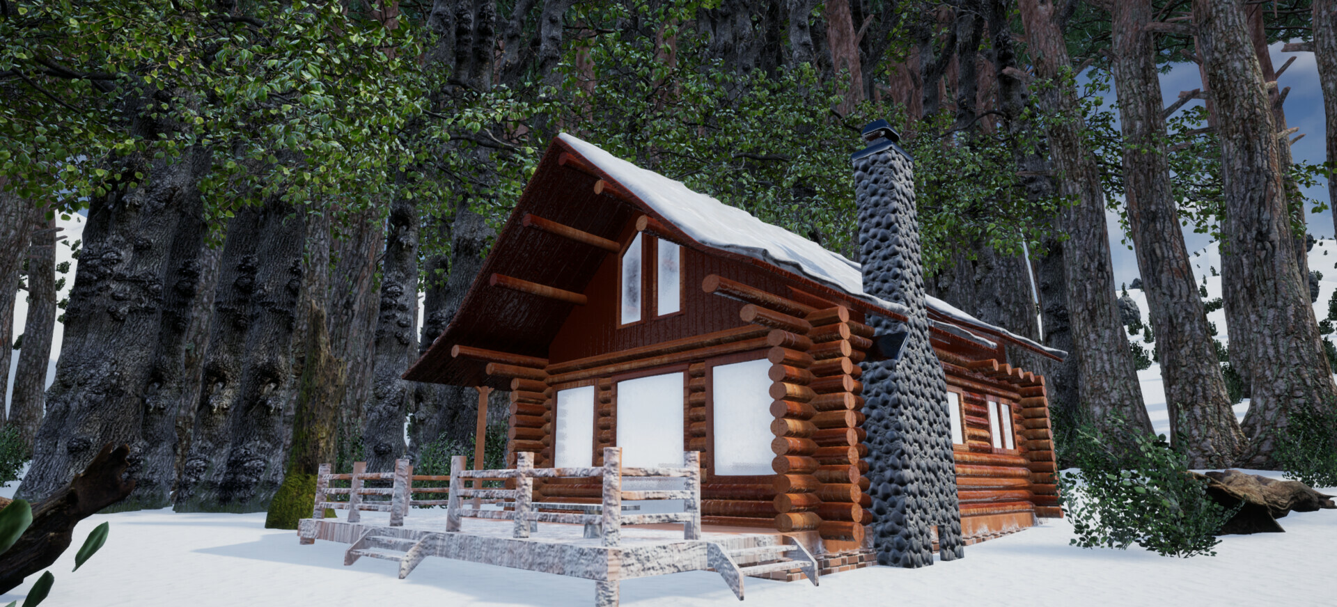 Artstation Cabin In The Woods During The Winter Sang Ceu
