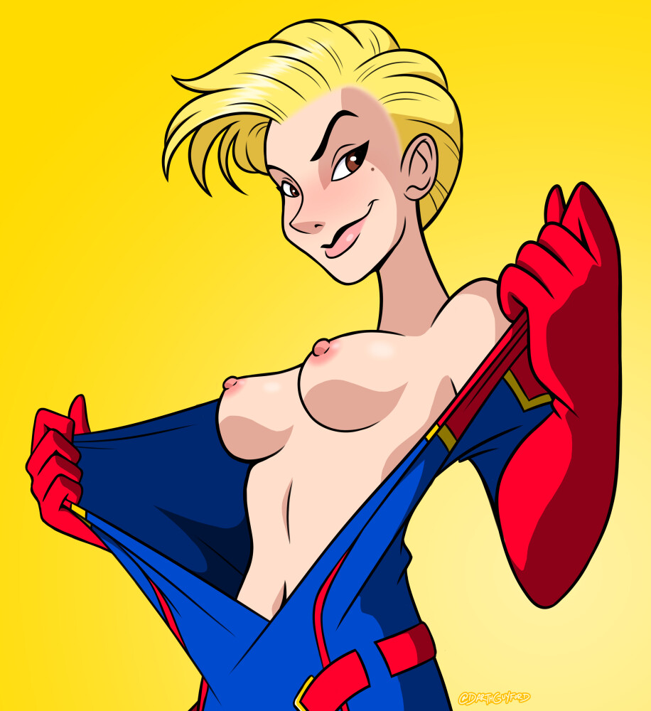 Steamy bust pin-up of Captain Marvel Drawn in 2019.