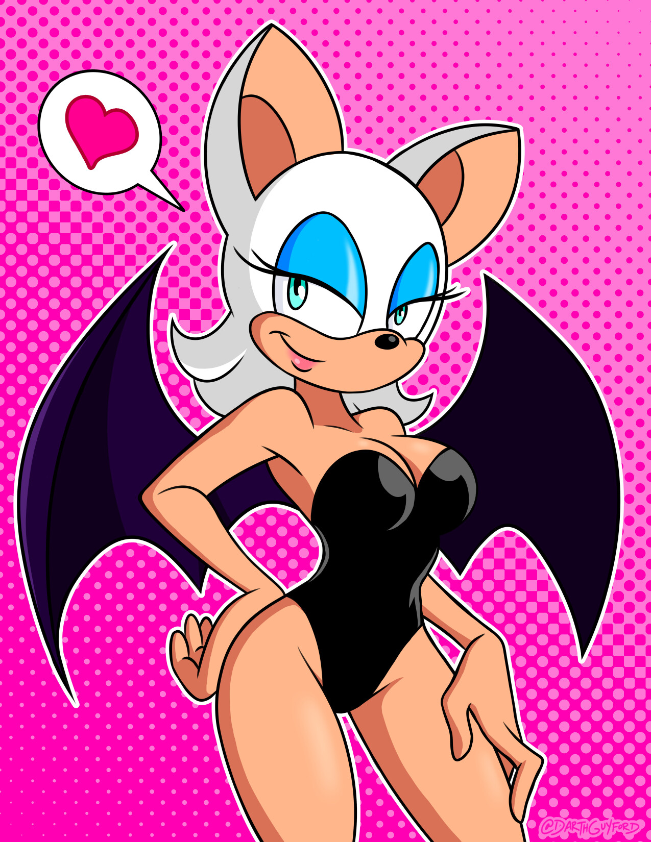 Pin-up of Rouge the Bat from Sonic the Hedgehog Drawn in 2019.