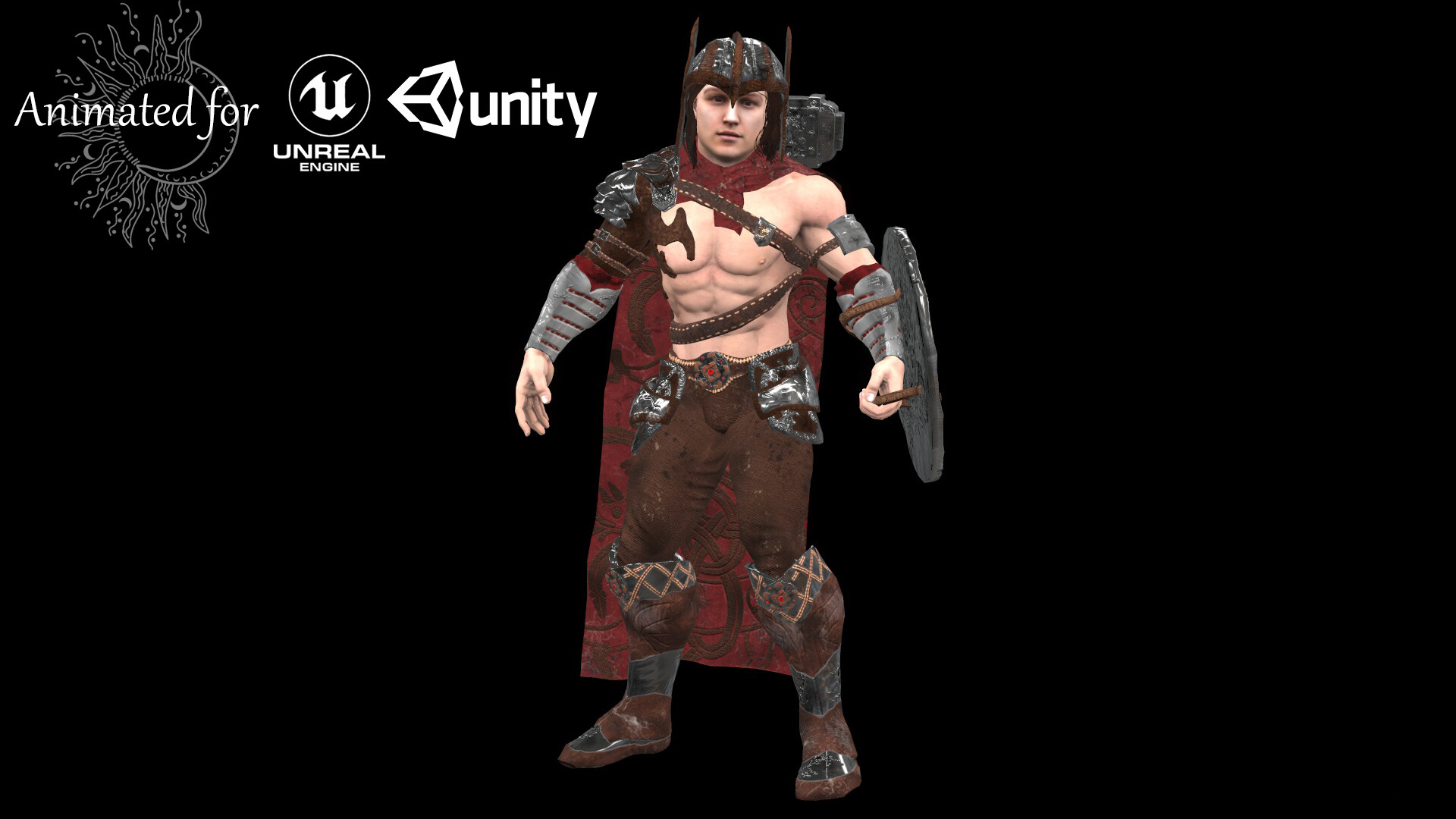 Me warrior. Game character man RPG. Warrior man 3d render.