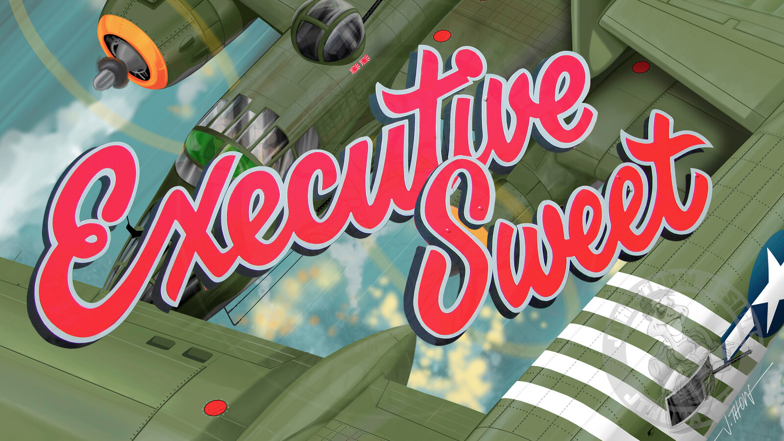 "B-25 Raid - Executive Sweet" lettering detail