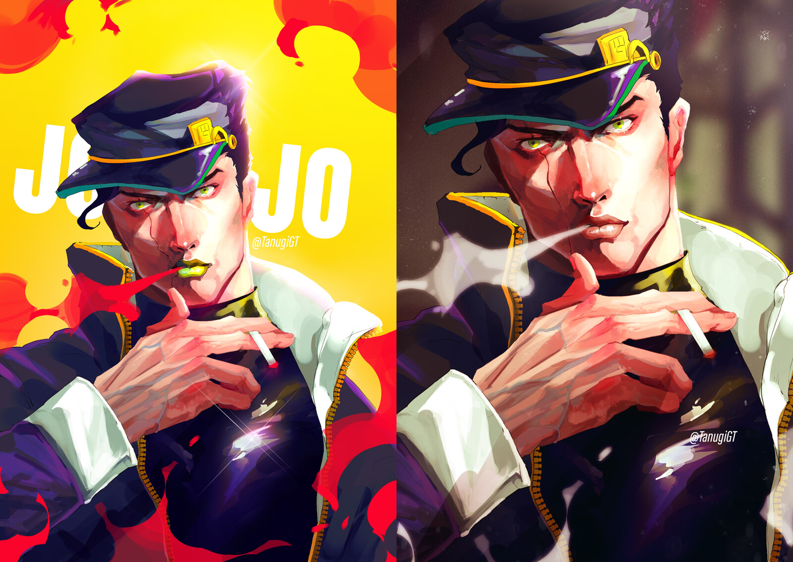 Jotaro на фоне флага