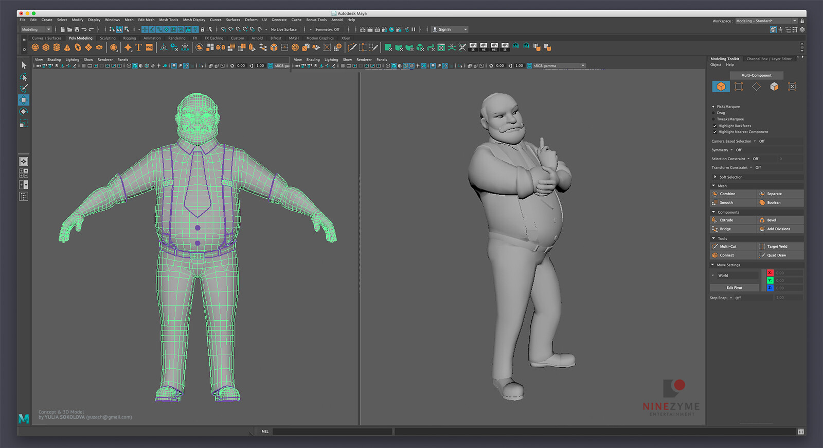 Retopo &amp; UVs in Autodesk Maya. I also used Maya along with some plugins to rig and pose the character