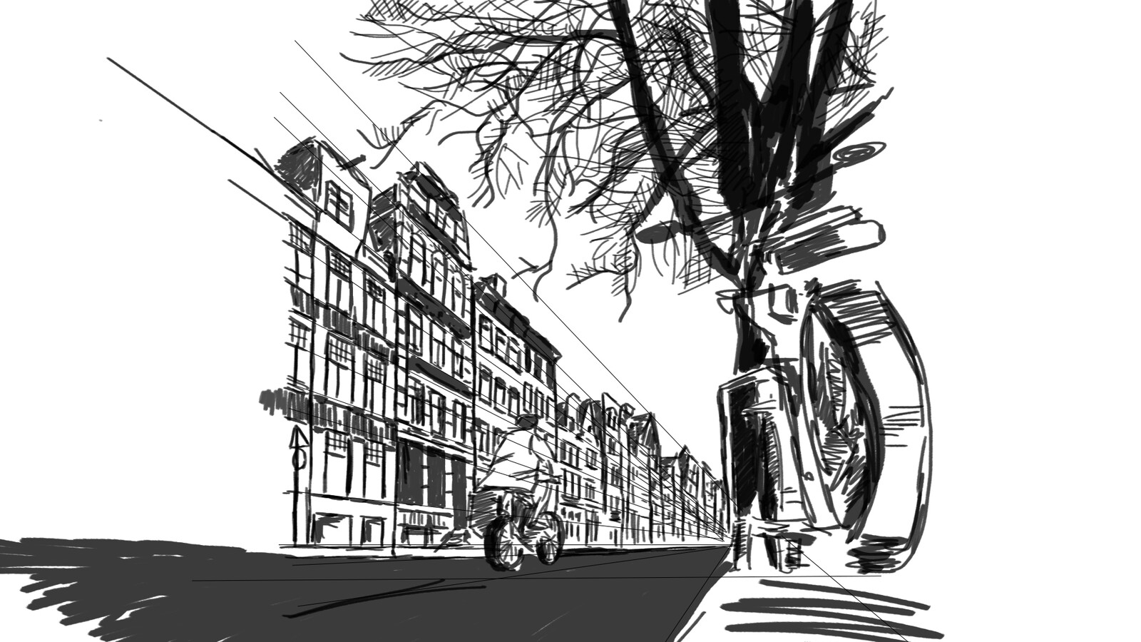 street sketch, perspective practice
