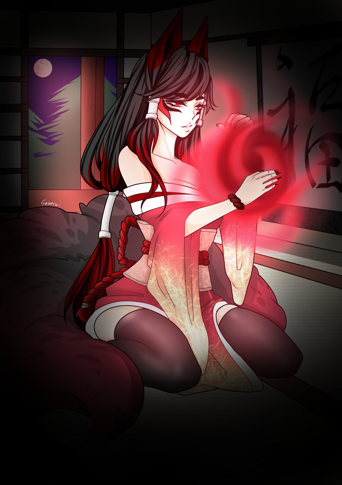 Artstation Ahri Blood Moon Concept Art Skin Gemini Webcomiccs