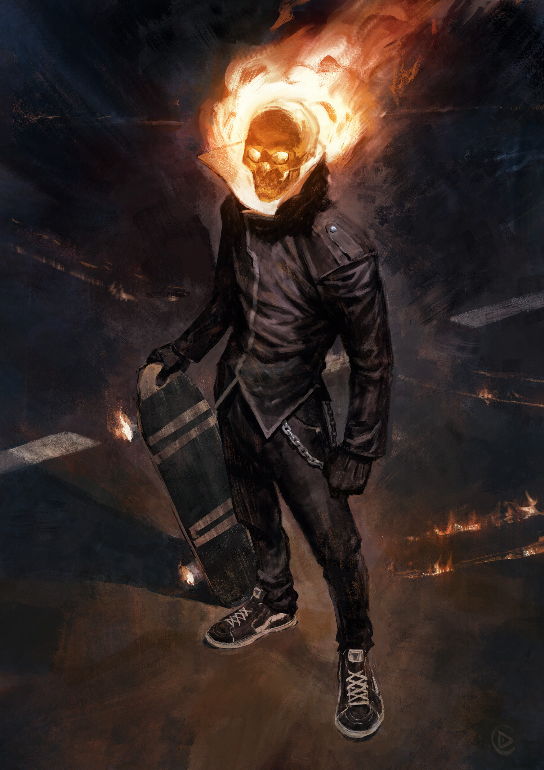 Ghost Rider But With A Skateboard Illustrated By Artist Dimitri