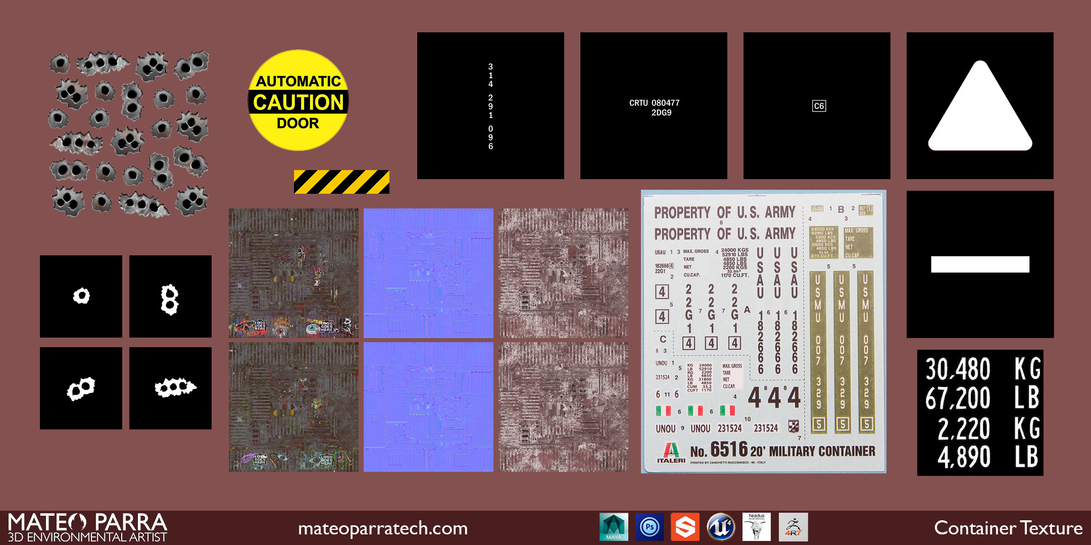 the container texture maps and alpha's/decal's used. 