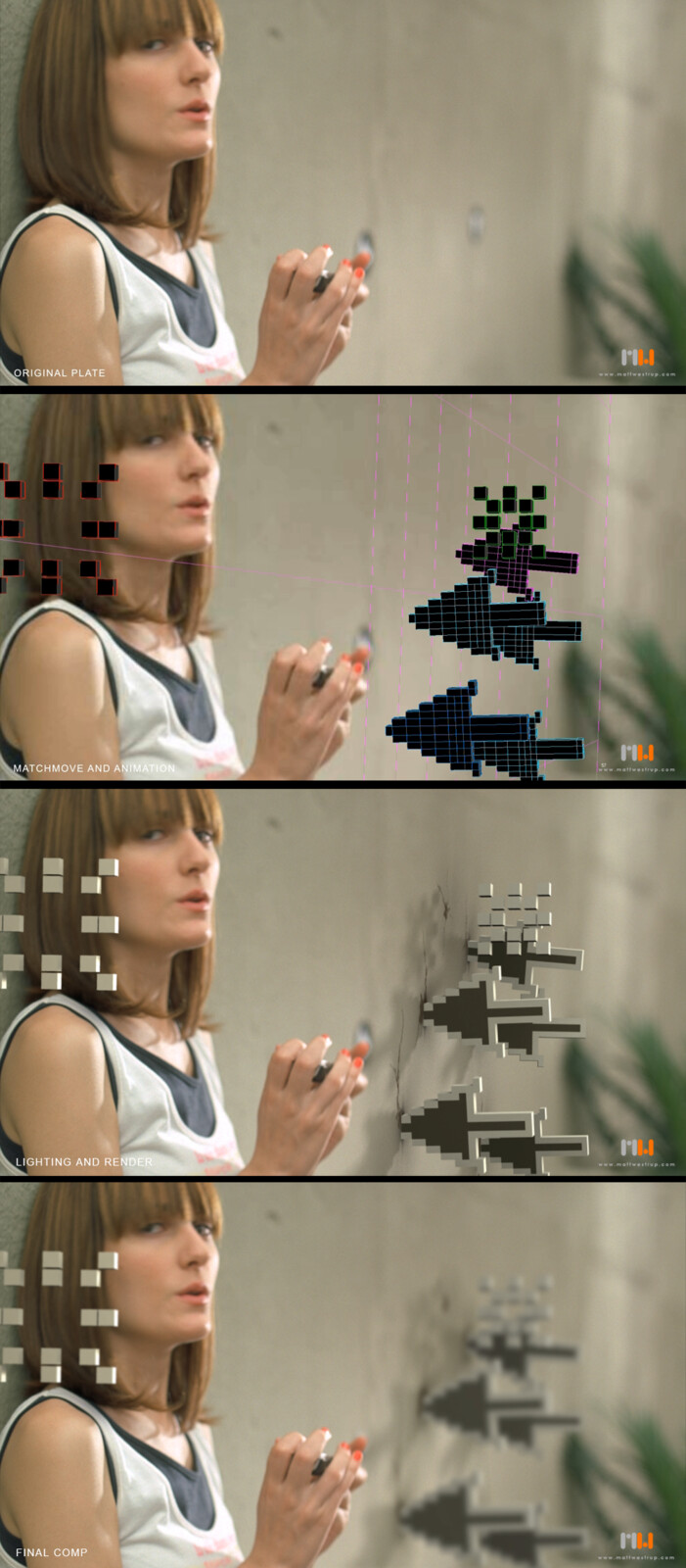 Role: 'Cursor Character' model, texture, rigging, lighting, animation and matchmove.