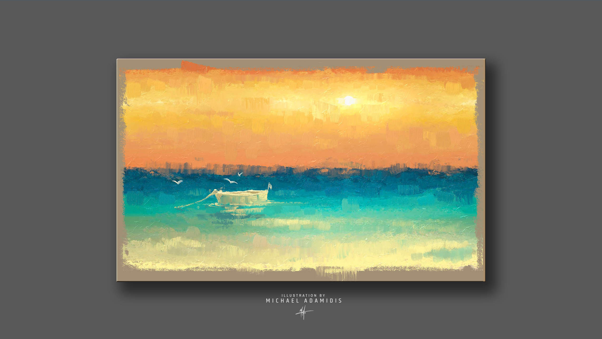 Artstation Digital Fine Art Oil Painting Sunset Sea Michael