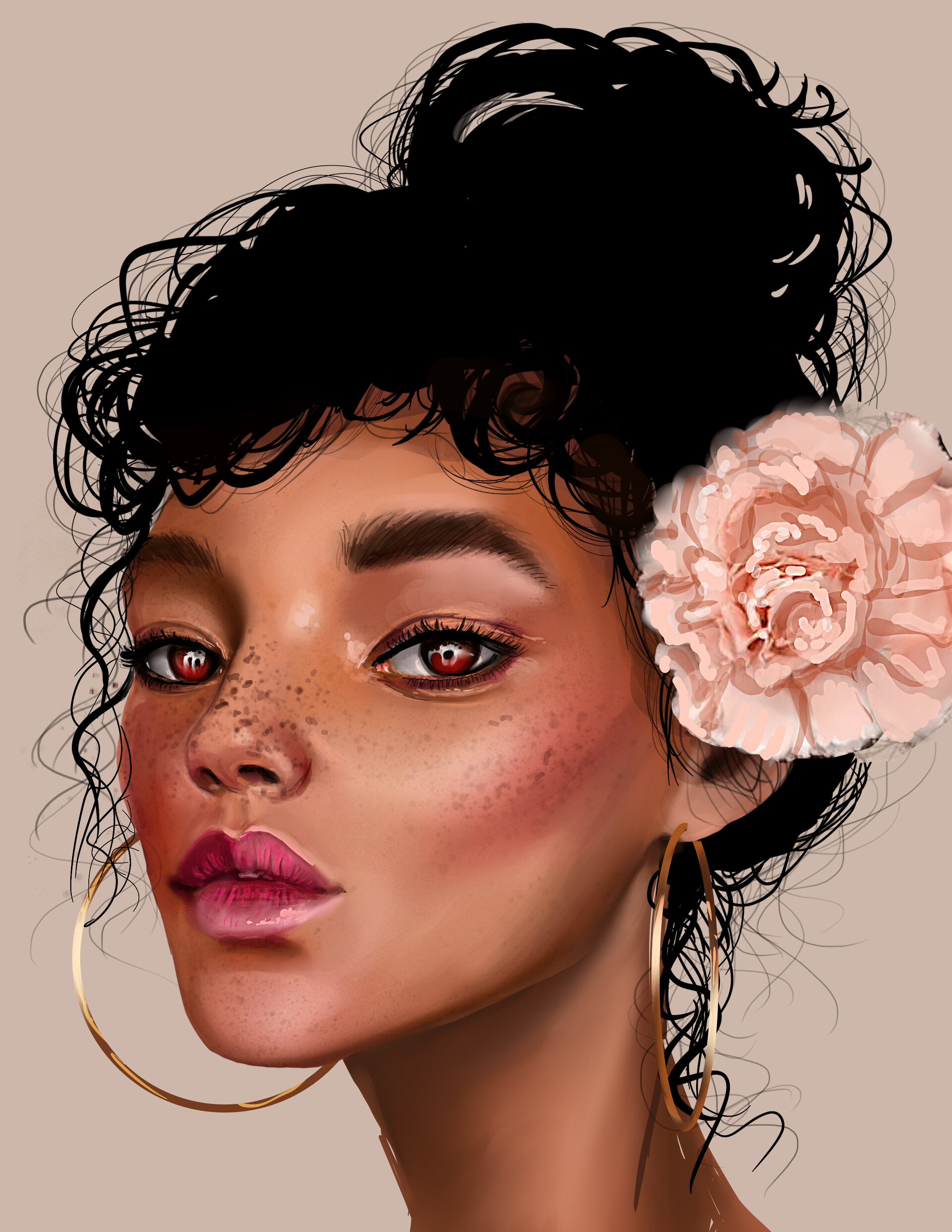ArtStation - Portrait with flower