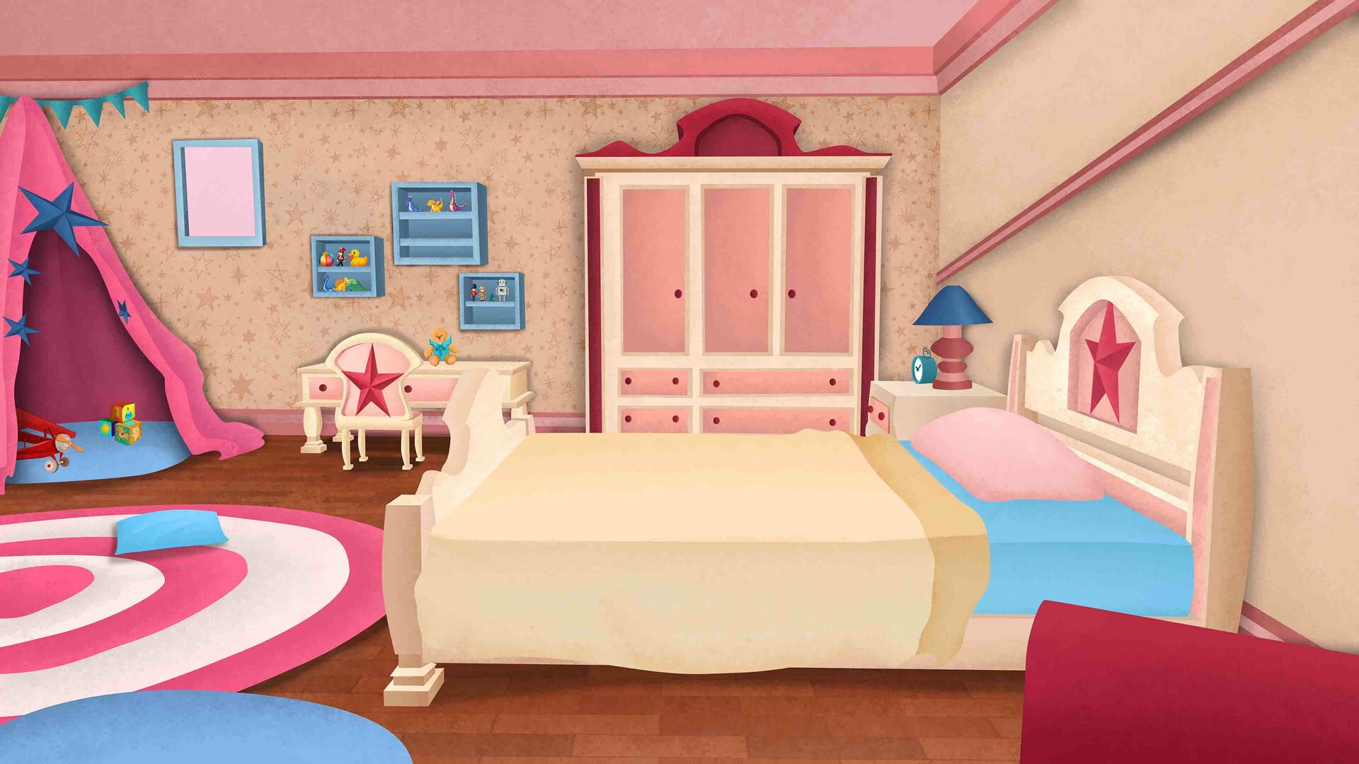 ArtStation - Cartoon Illustration - Kids Bedroom