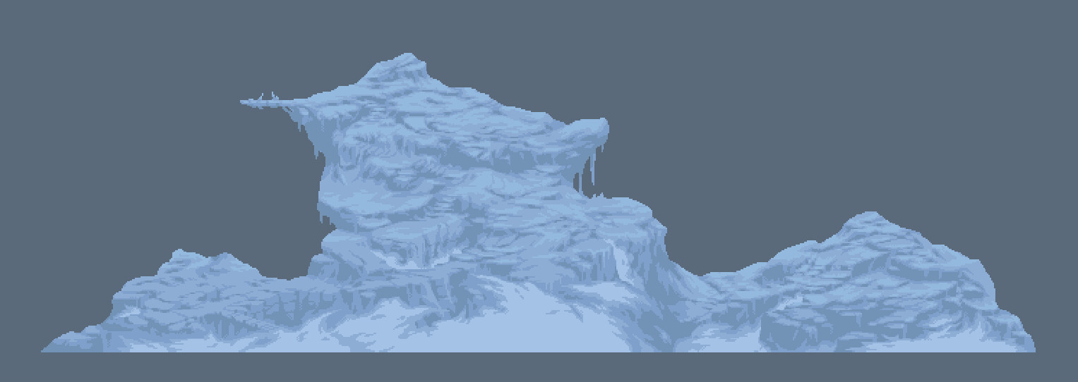 Jesús Campos "Nerkin" Graveyard of the Peaks mountains (pixel art)