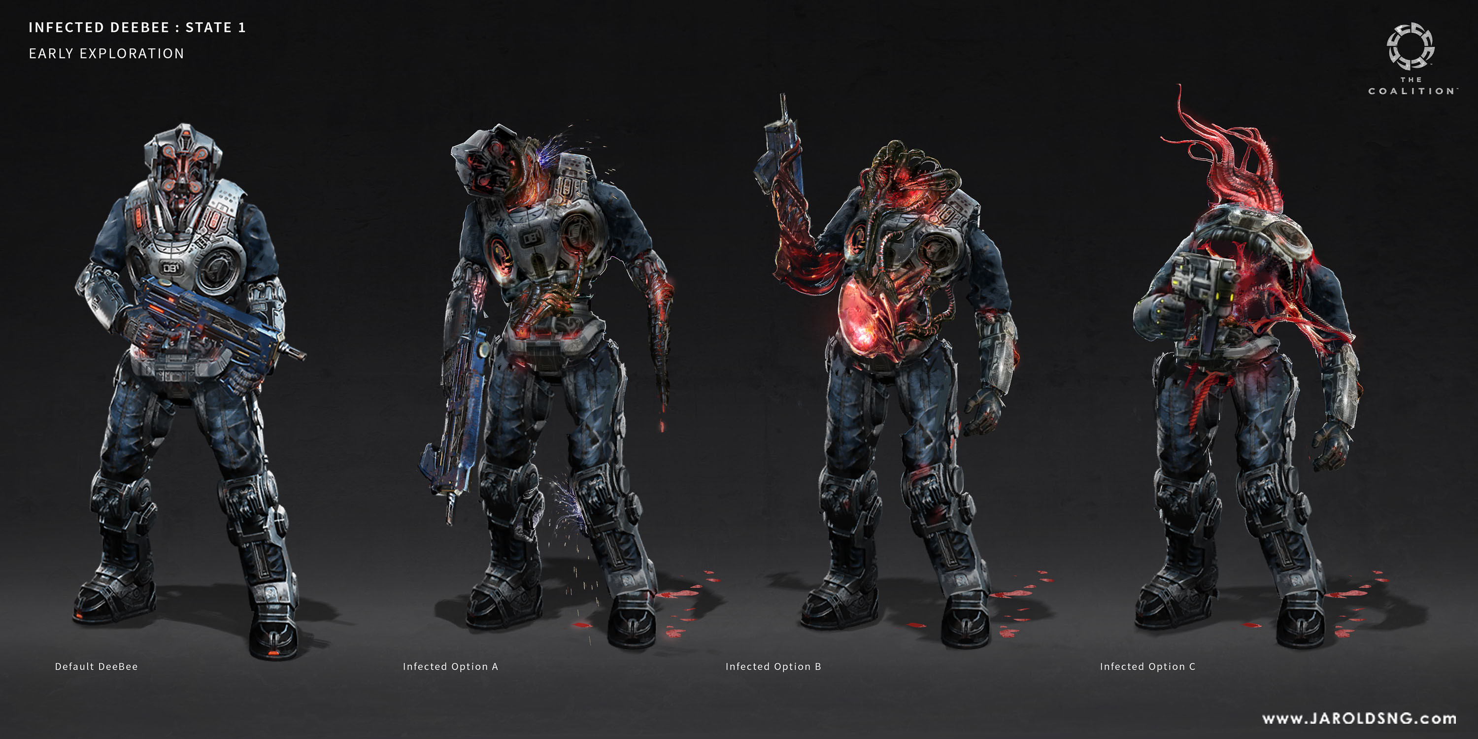 jarold Sng GEARS 5 Infected Deebee and Swarm Leech Concept art