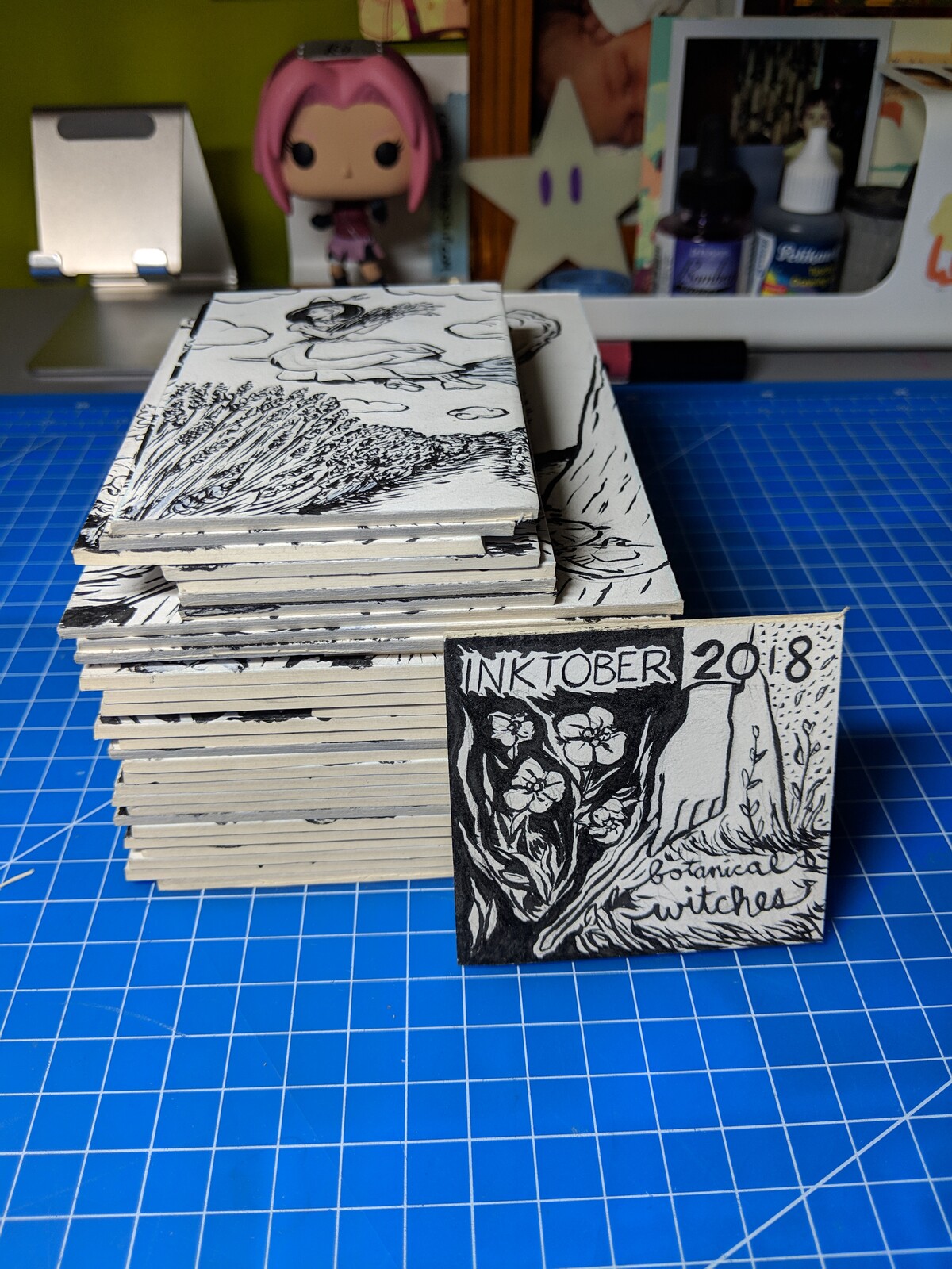 The Completed Stack Of Ink Drawings