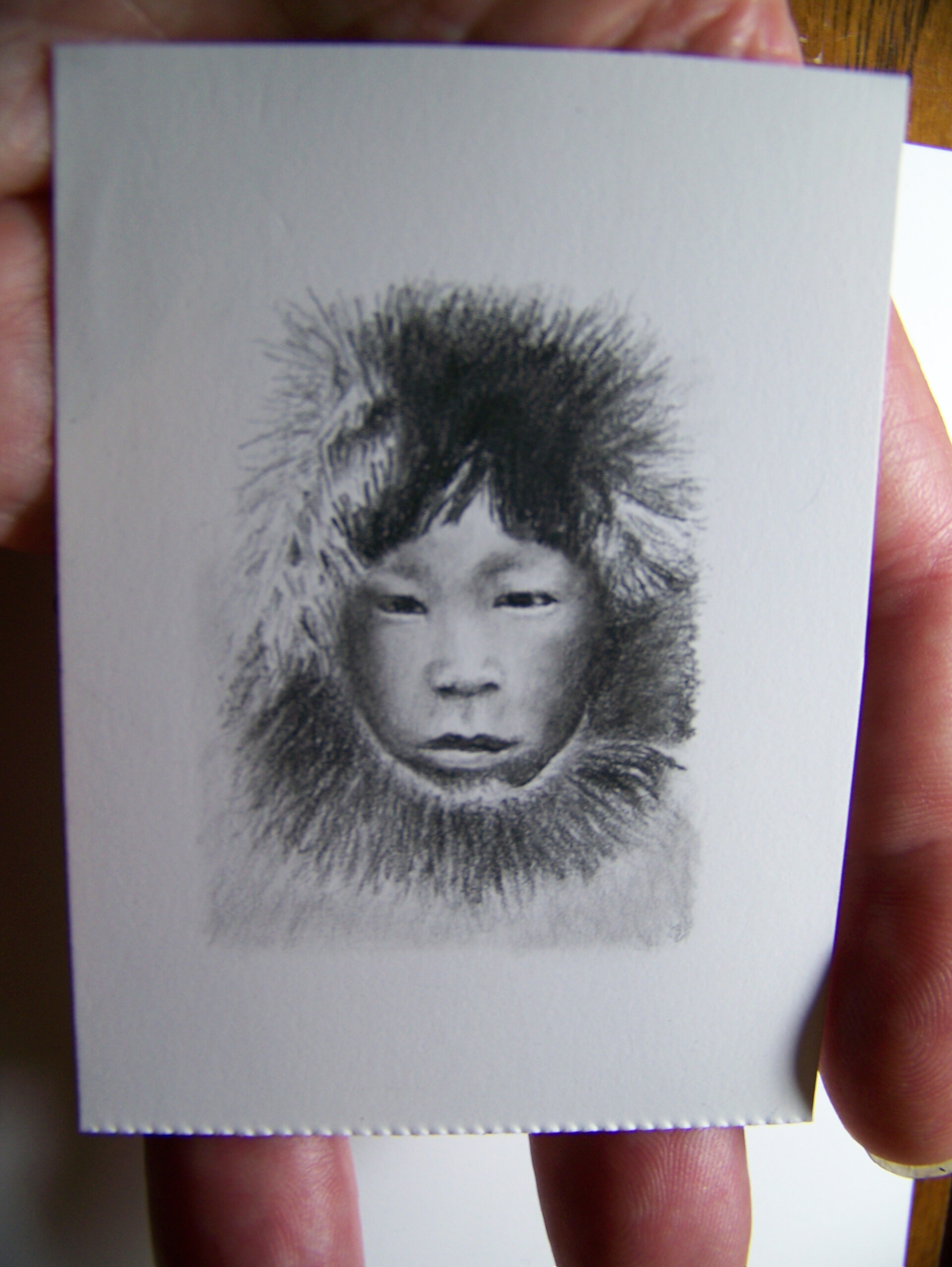 ArtStation Charcoal miniature if an Inuit child