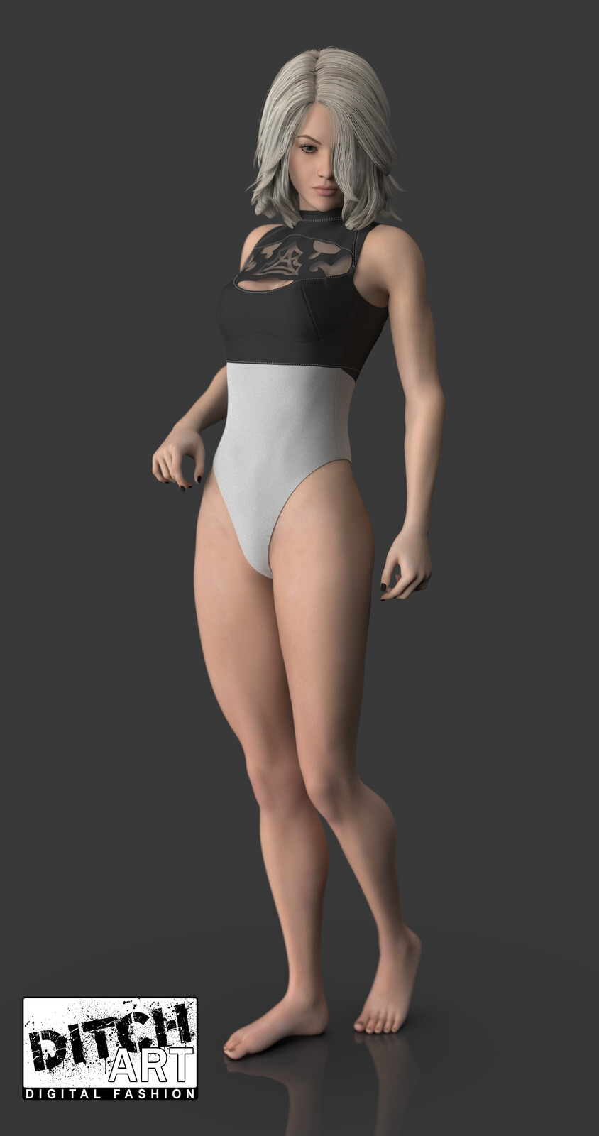 2B Nier Automata Inspired Swimsuit - Marvelous Designer