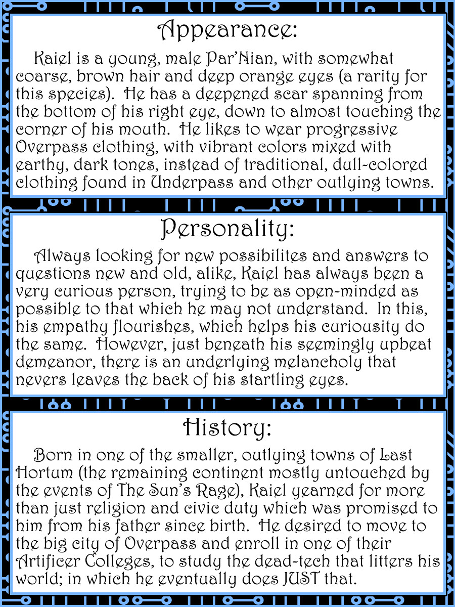 The story character card for Kaiel