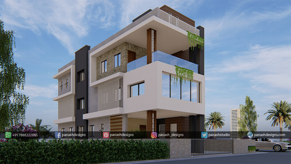 Artstation Bungalow Elevation Panash Designs