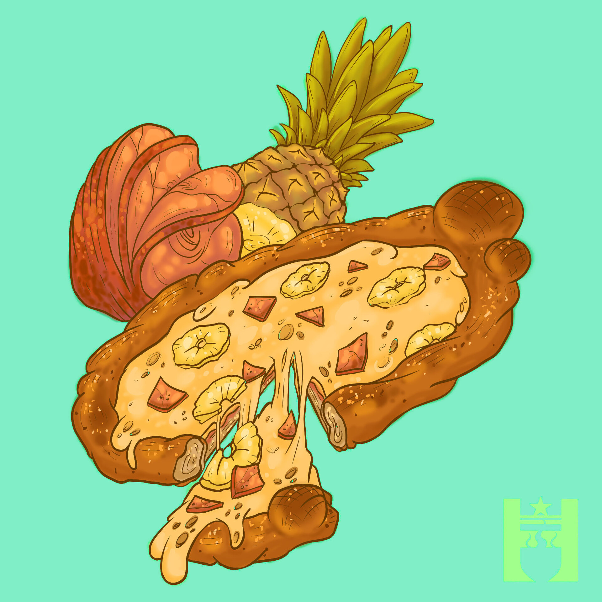 ArtStation Ham & Pineapple Pizza