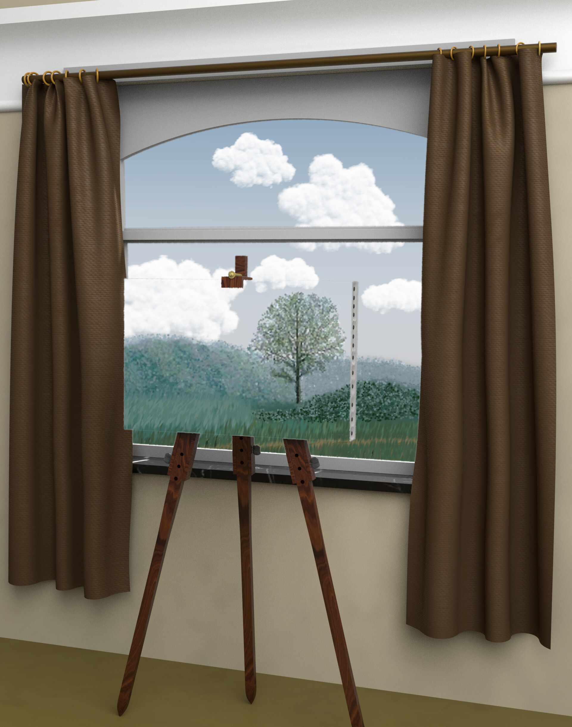 Artstation Rendered Rene Magritte The Human Condition Pierce