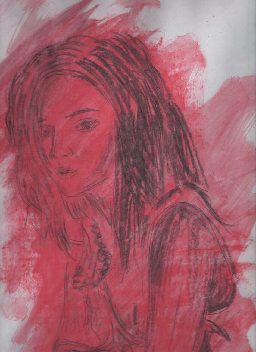 water colour painting and charcoal