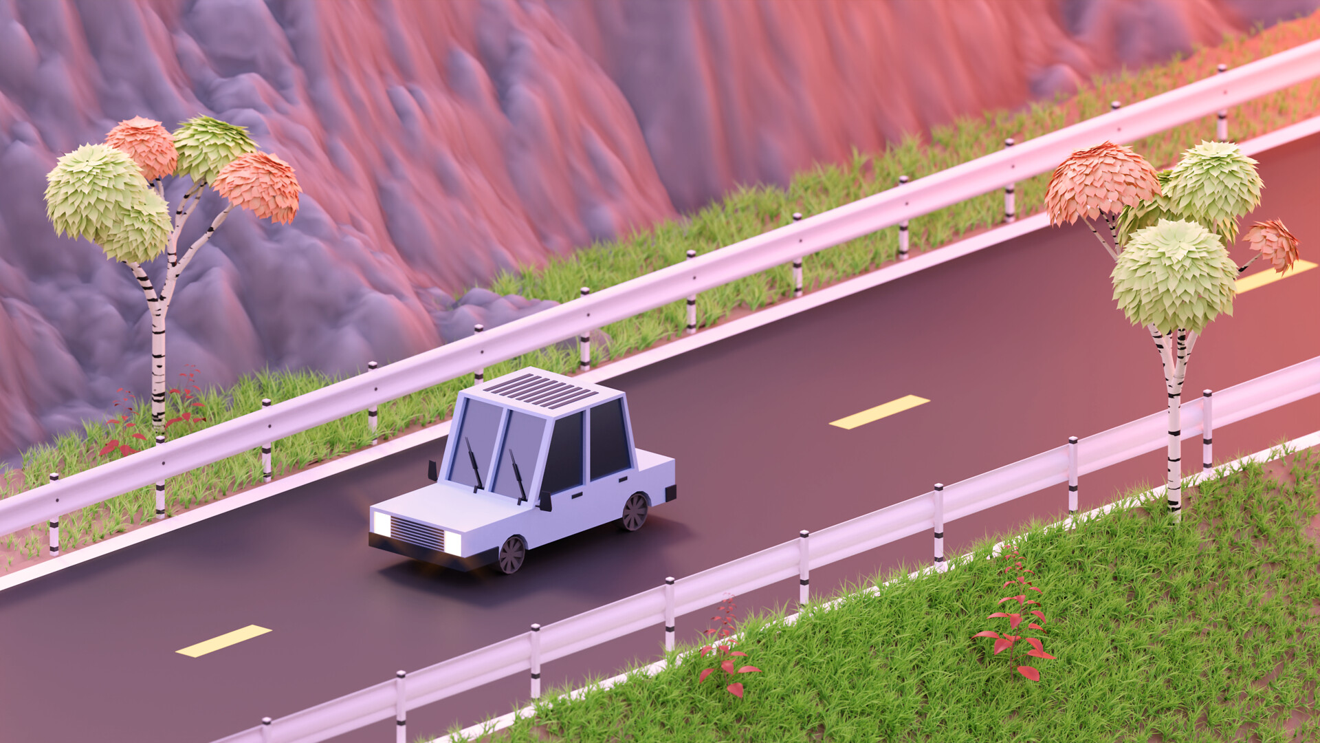 Artstation Sunset Drive Low Poly Japhet Mark Gahob