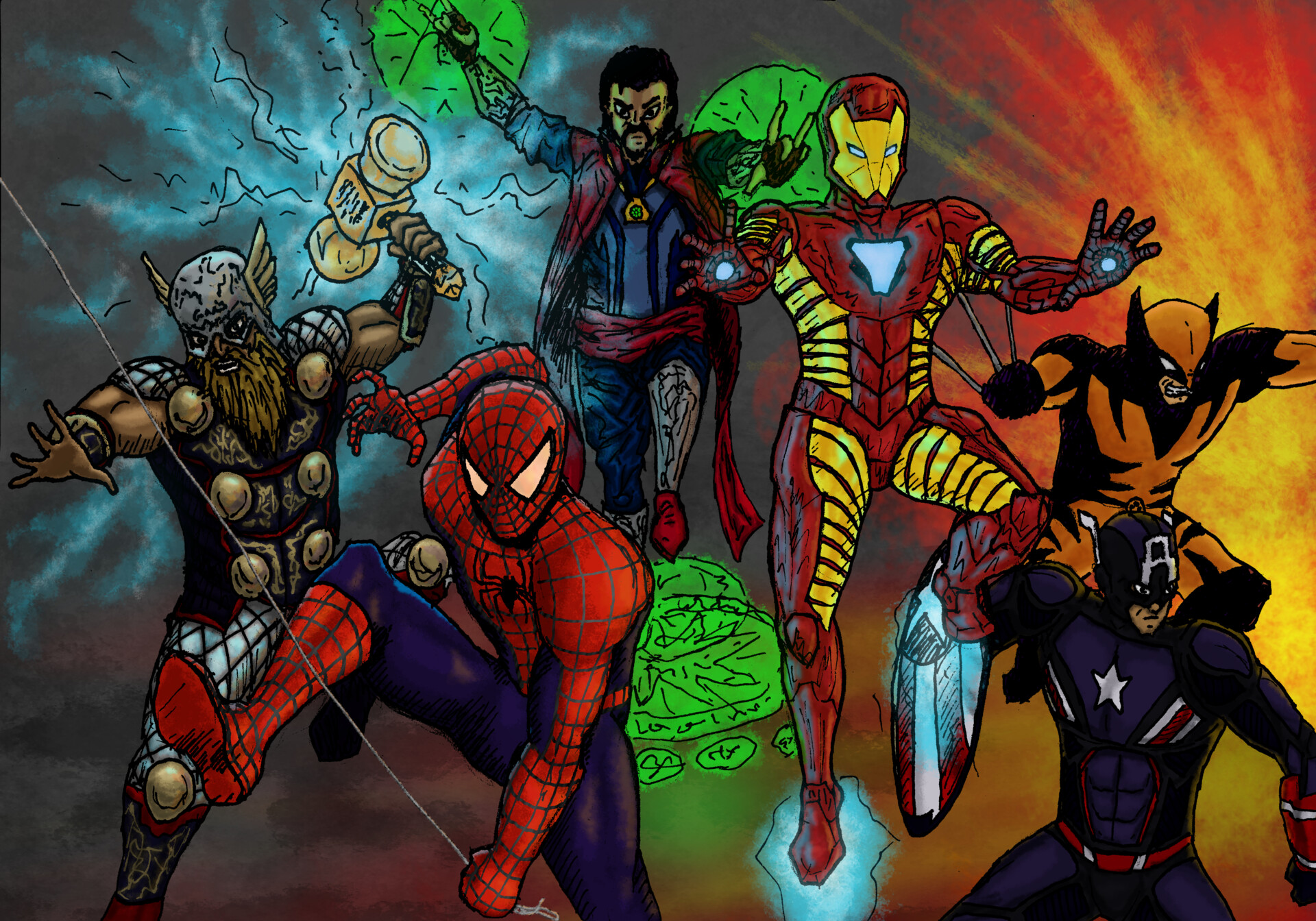 Scrillrock Tdc Raimi Spider Man Avengers Team Concept