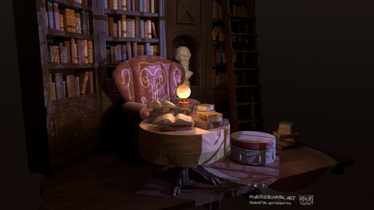 Artstation Haunted Mansion Library Sean Tay