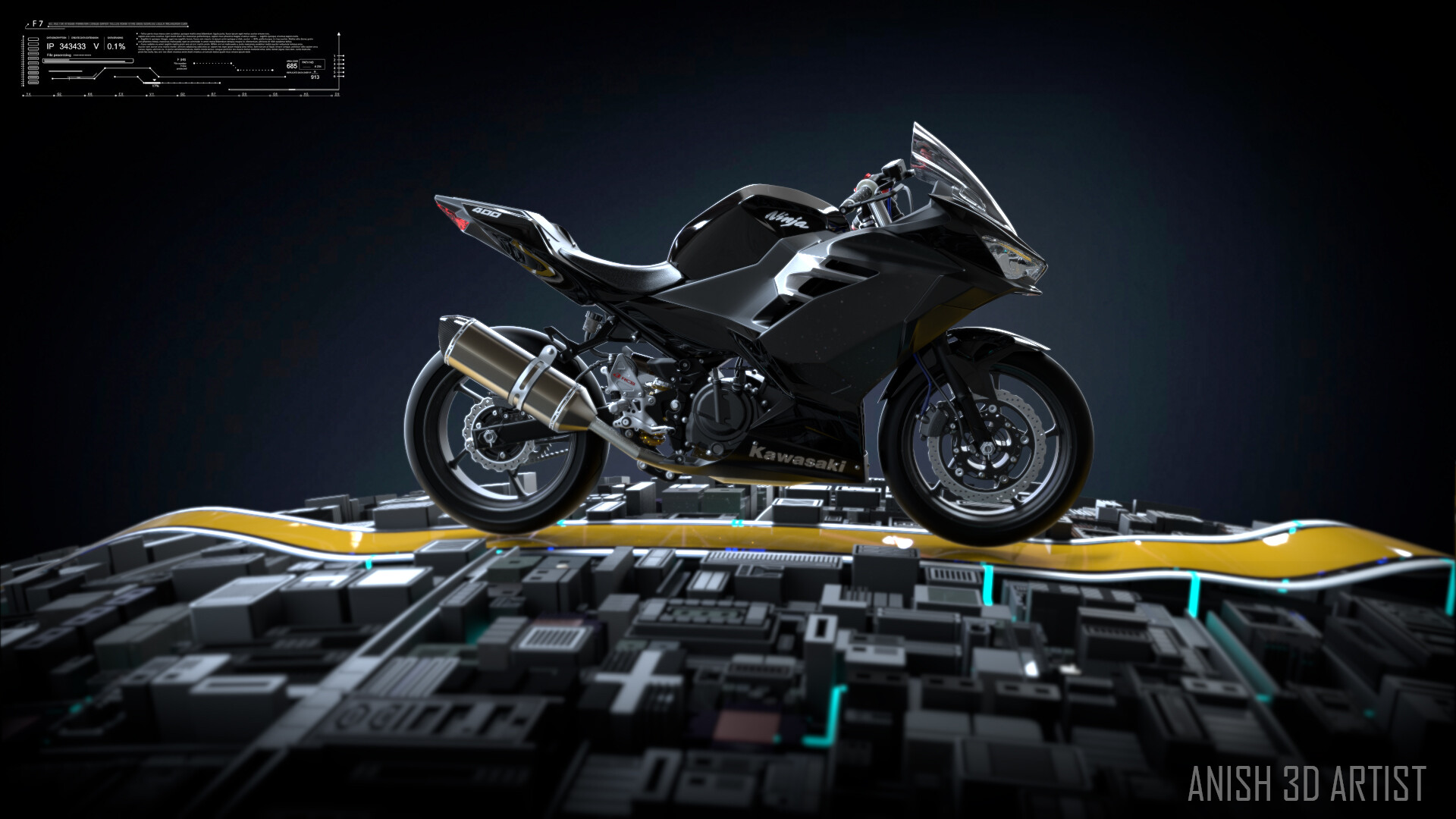 Artstation 3d Work Kawasaki Ninja 400 Customized Anish Keni