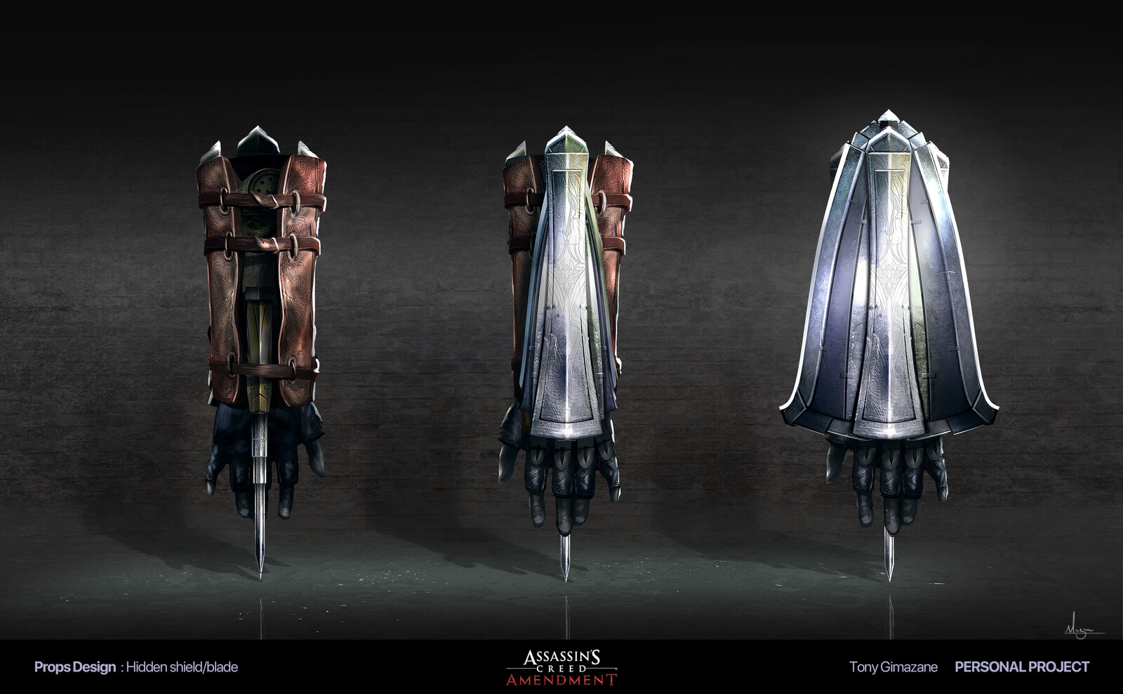 Hidden blade and shield Gauntlet