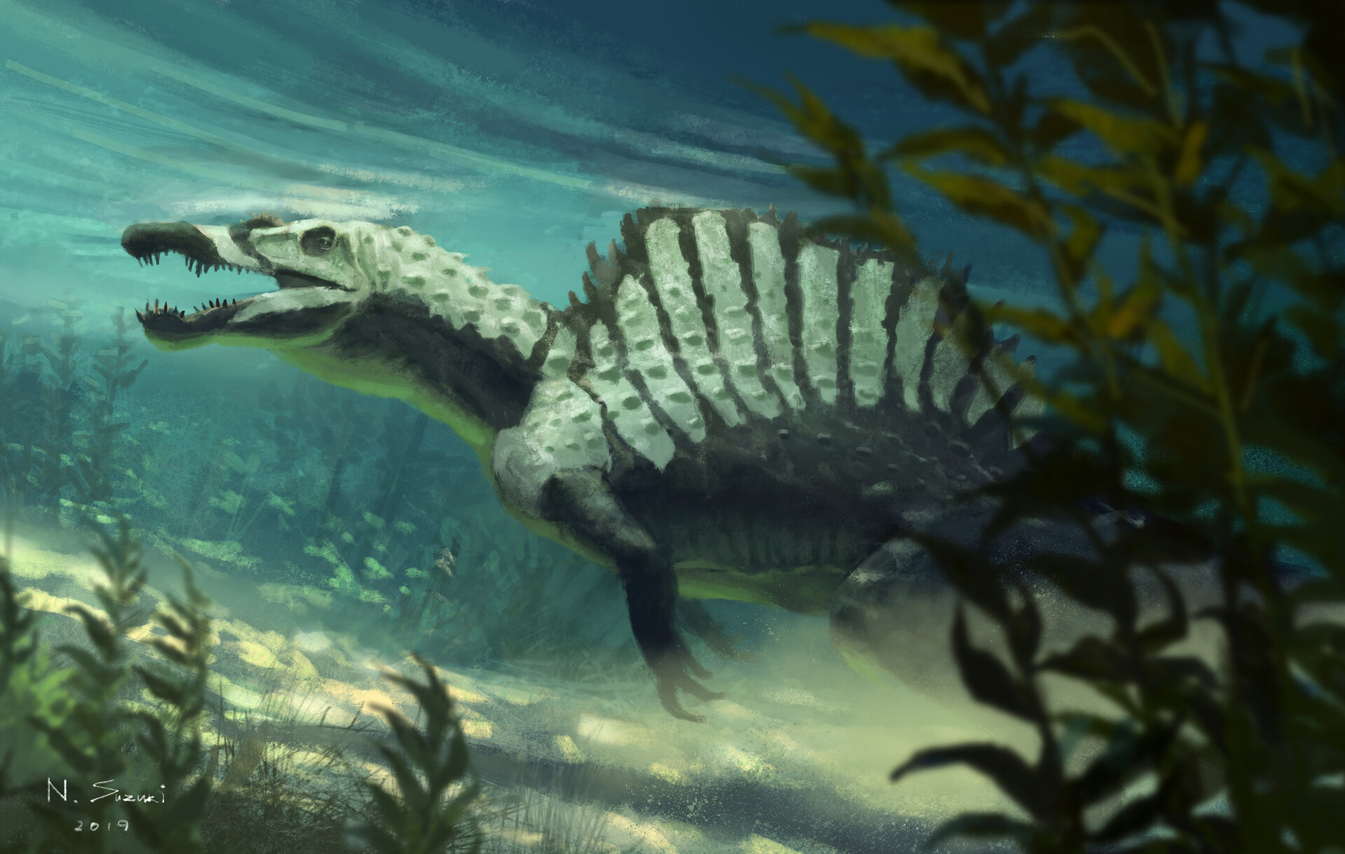 Spinosaurus underwater.