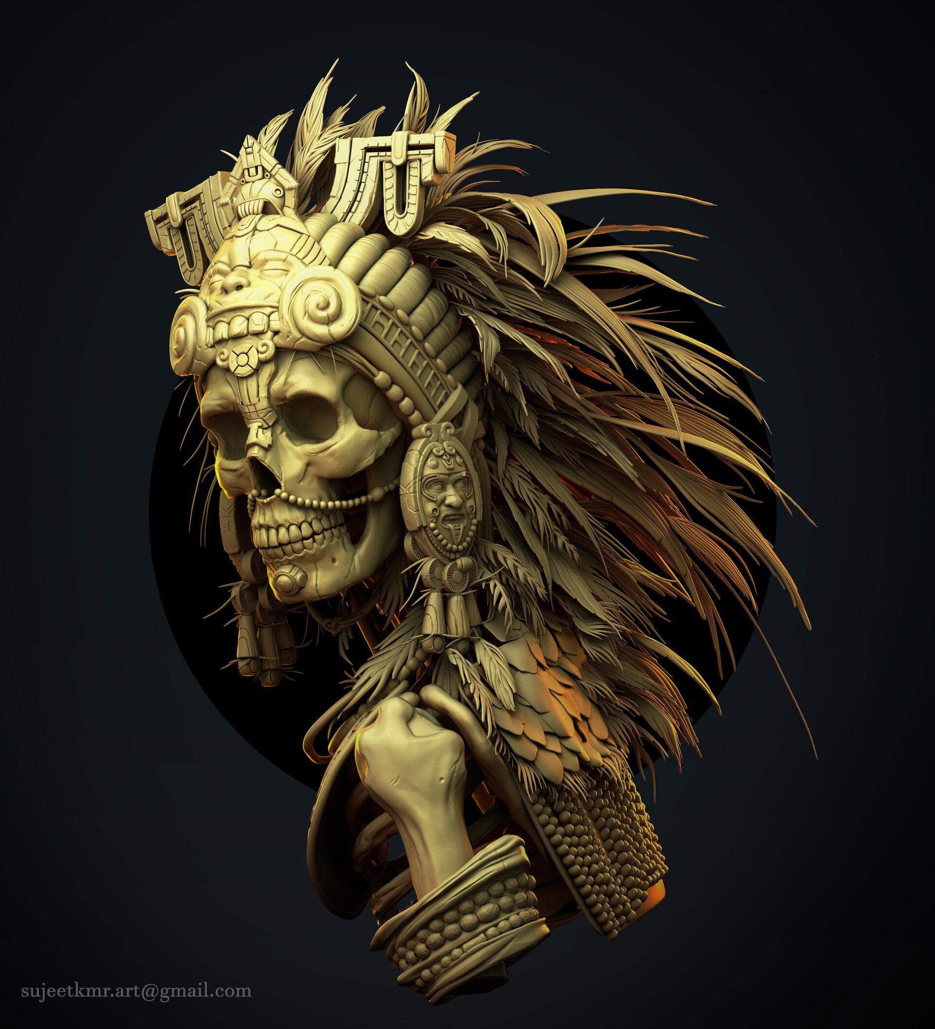 aztec warrior skeleton drawing