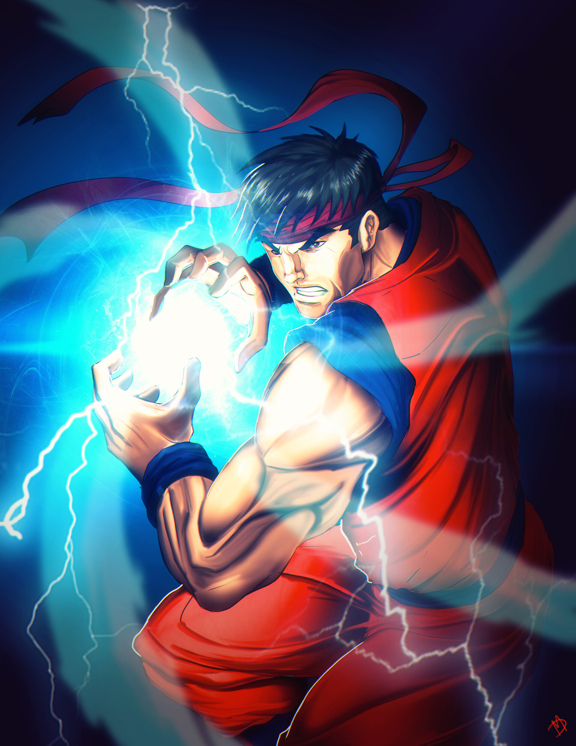 Lexica - anime of messi as street fighter ryu holding hadouken