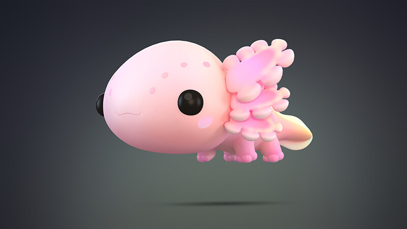 Artstation Cute Cartoon Axolotl Anko 3d