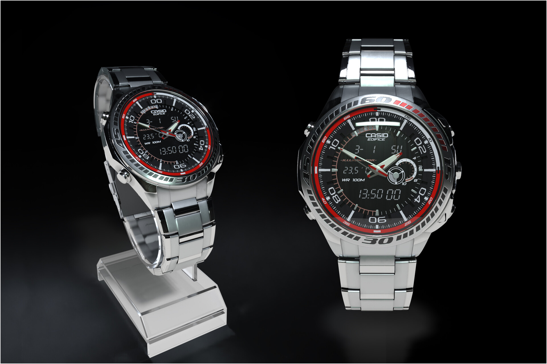 Vladimir Casio efa-121 watch modeling texturing and render