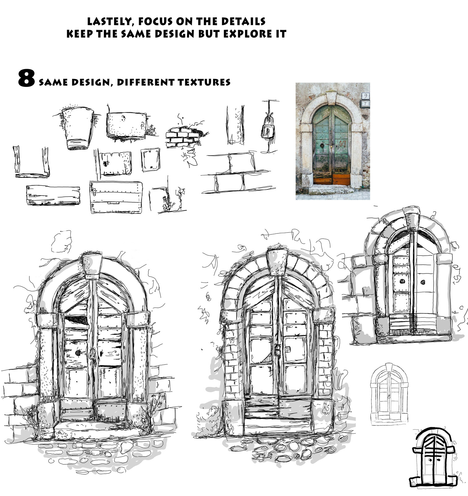 Once you get the hang of that, add in some variations and explore various possibilities of textures and materials.