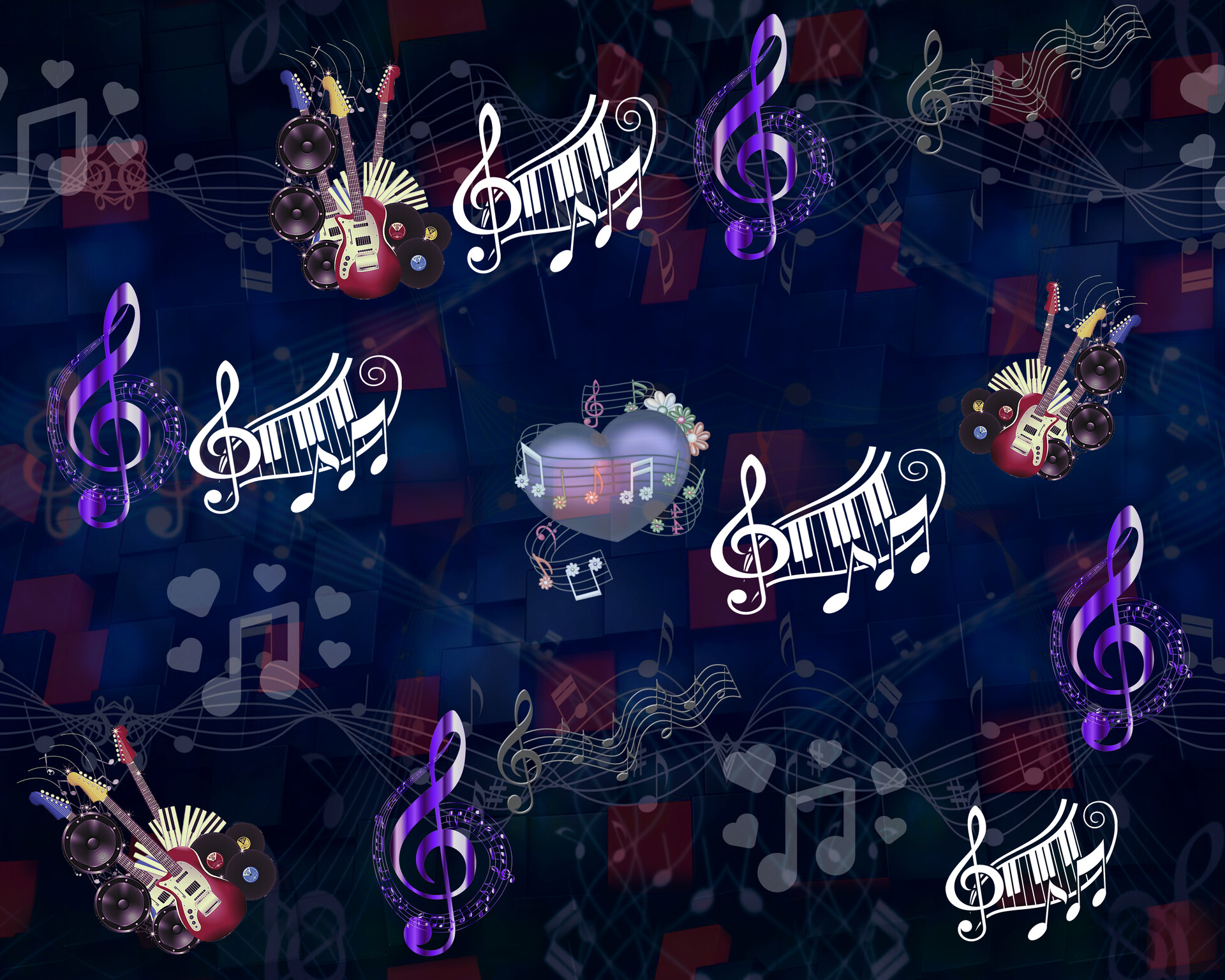 Artstation Abstract Music Notes Seamless Pattern Background