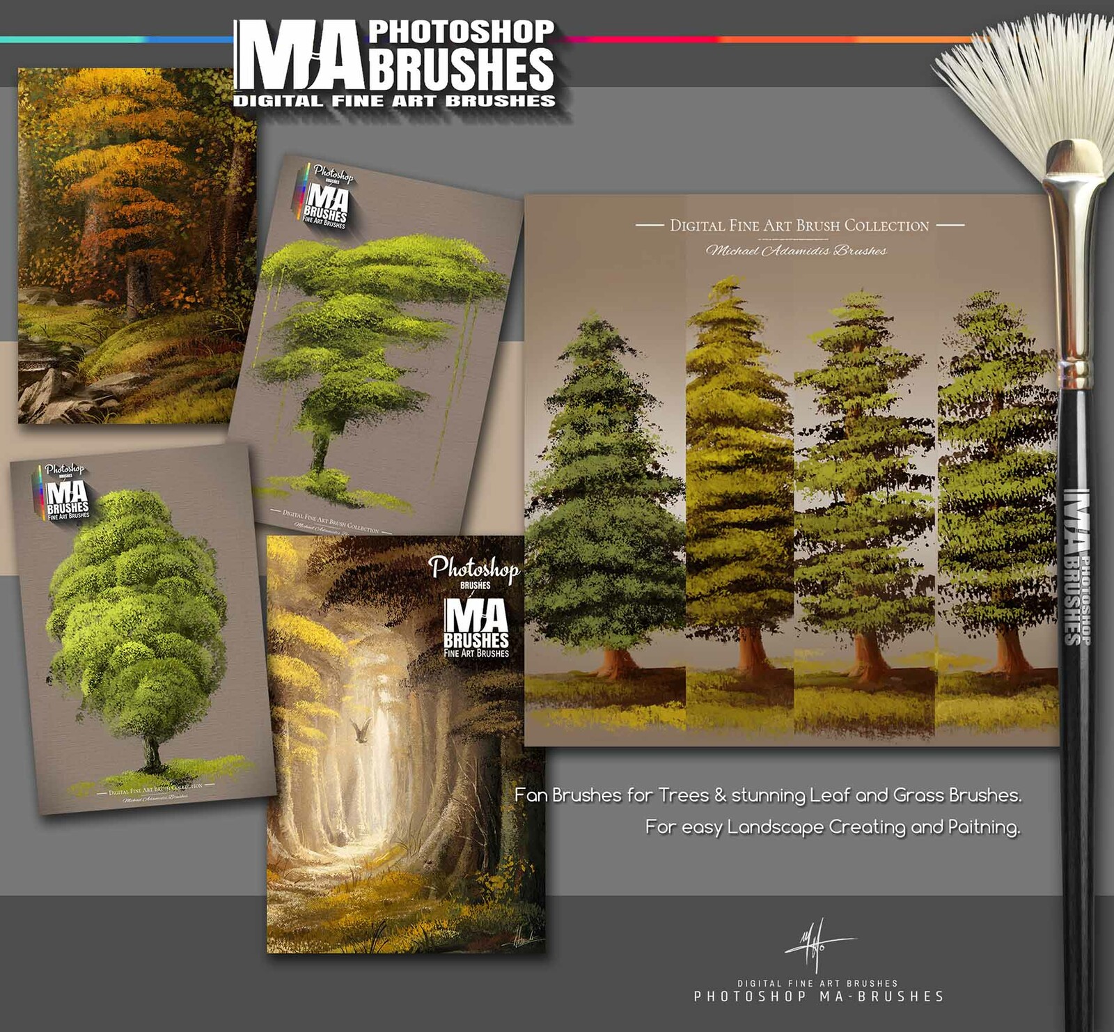 Photoshop Digital Painting Brushes for Nature Landscape Paintings